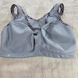 Glamorise 1066 MagicLift High Impact Sports Bra Gray Pink Leopard 40F US 40E UK
